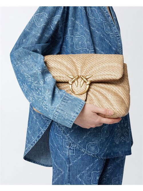 Borsa a tracolla rafia trapuntata Love Bag Puff con farfalla PINKO | 100038A2C8/C50Q